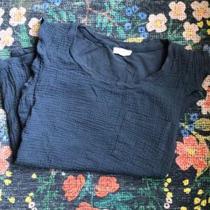 PinkBlush Maternity Blue Ruffle Sleeveless Top, Size Large